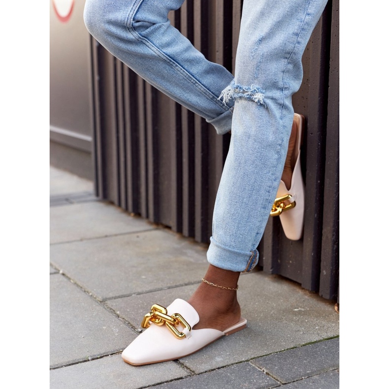 Beige tossut, joissa päälliset ja ketju Beige Call On Me 2