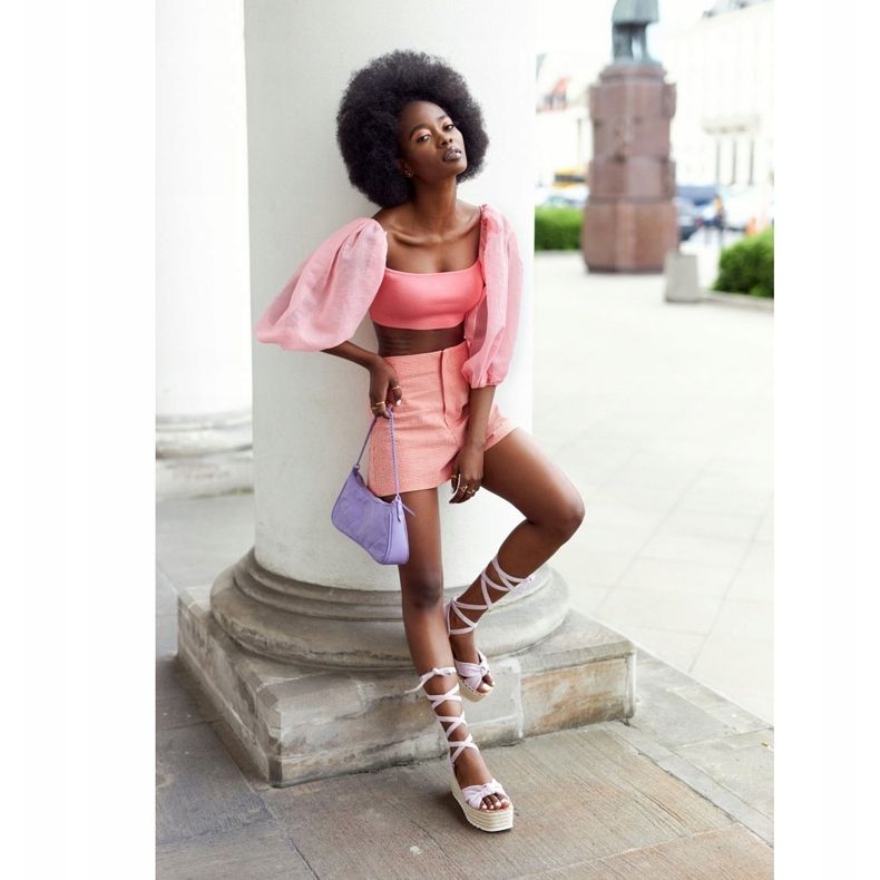 PS1 Sidotut sandaalit punotulla alustalla Violetti La Palma beige 1