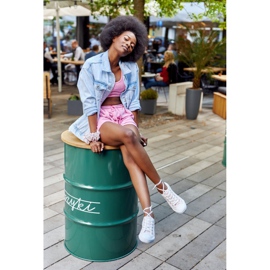 PS1 Naisten kirjautuneet lenkkarit Valkoinen-Vaaleanpunainen Day Off 2