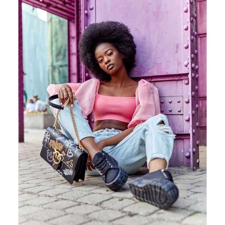 Naisten lenkkarit Black Big City Life Platformilla musta 2