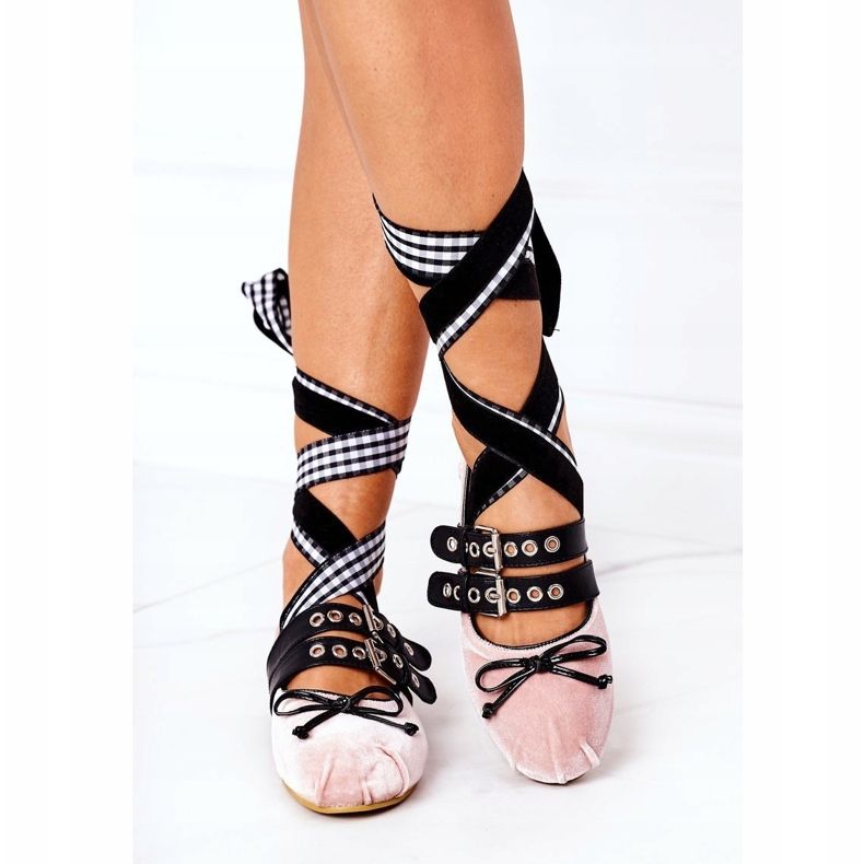 Sidotut velour -ballerinat Lu Boo Pink vaaleanpunainen 2