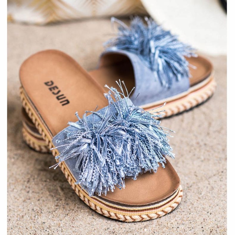 SHELOVET Muodikkaat tossut, joissa on hapsut sininen 2