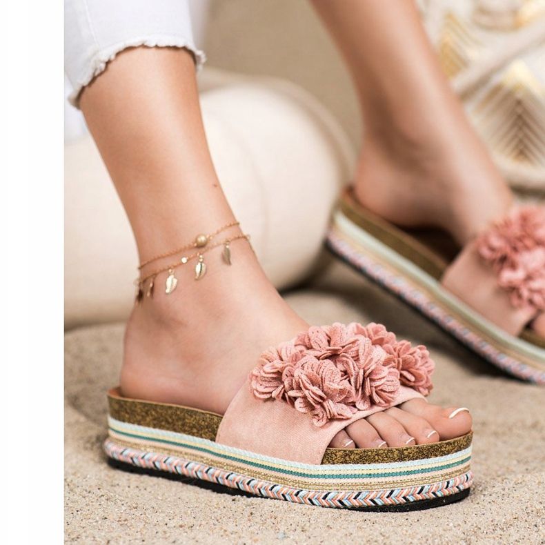 SHELOVET Tossut alustalla koristeella vaaleanpunainen 1