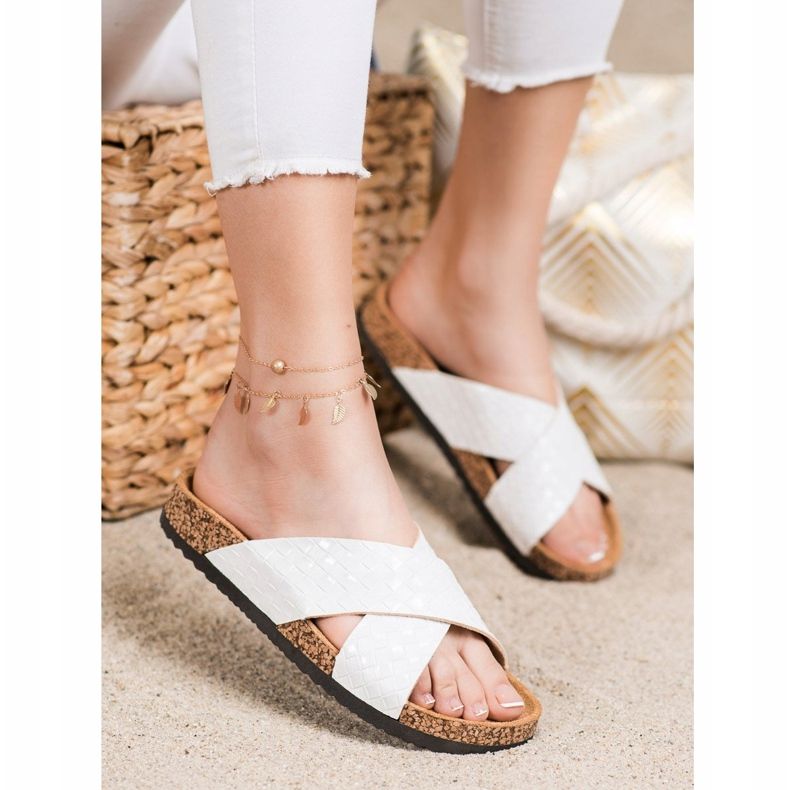 Bona Mukavat Eco -nahkatossut valkoinen 1