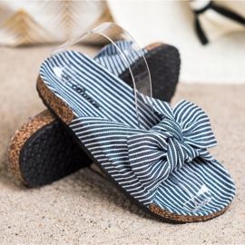 Bona Tossut raidallisella jousella valkoinen sininen 1