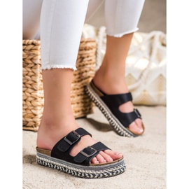 SHELOVET Tossut koristeellisella alustalla musta 1