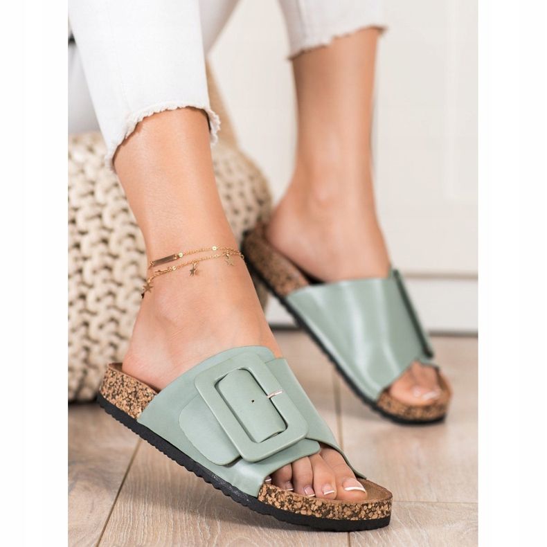 SHELOVET Eco -nahkatossut soljella vihreä 1