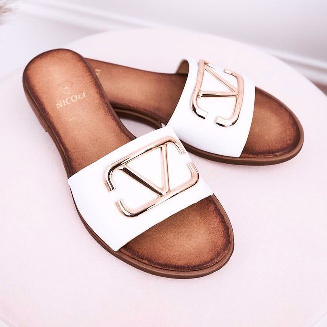 Nicole Naisten klassiset nahkatossut Valkoinen Evie kultainen 2