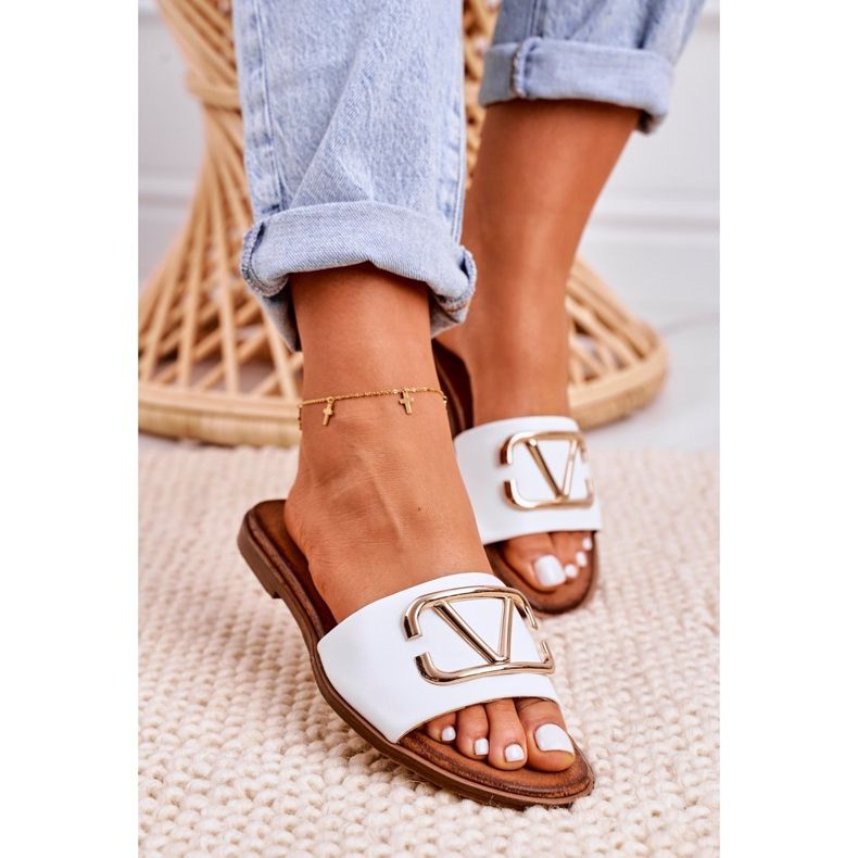 Nicole Naisten klassiset nahkatossut Valkoinen Evie kultainen 3