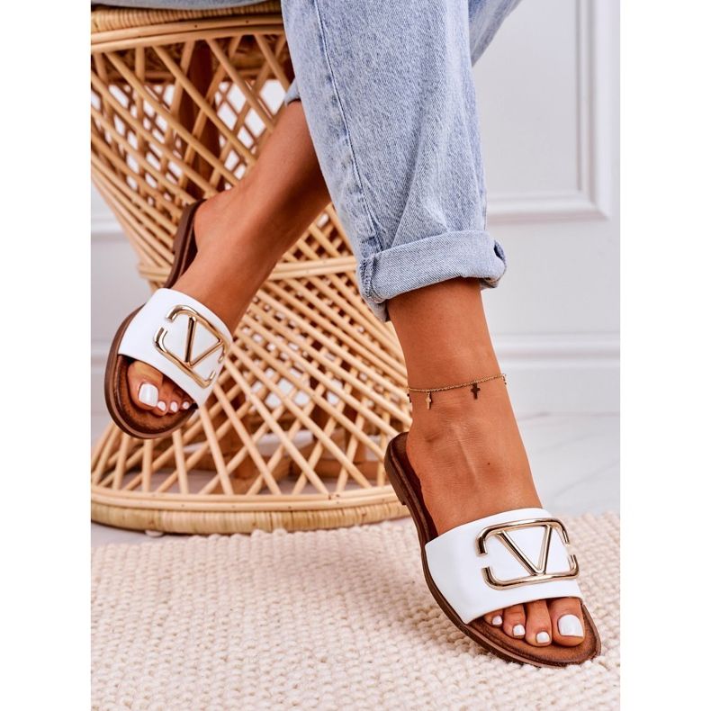 Nicole Naisten klassiset nahkatossut Valkoinen Evie kultainen 5