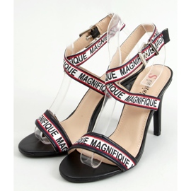 Mustat sandaalit korkokengissä LL-170P Musta valkoinen 1