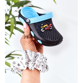 Lasten vaahtotossut Kroks Black-Blue Oliver musta sininen 2