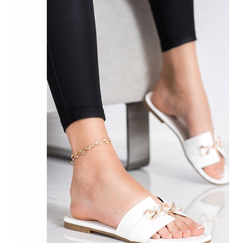 Renda Tyylikkäät tossut koristeella valkoinen 1