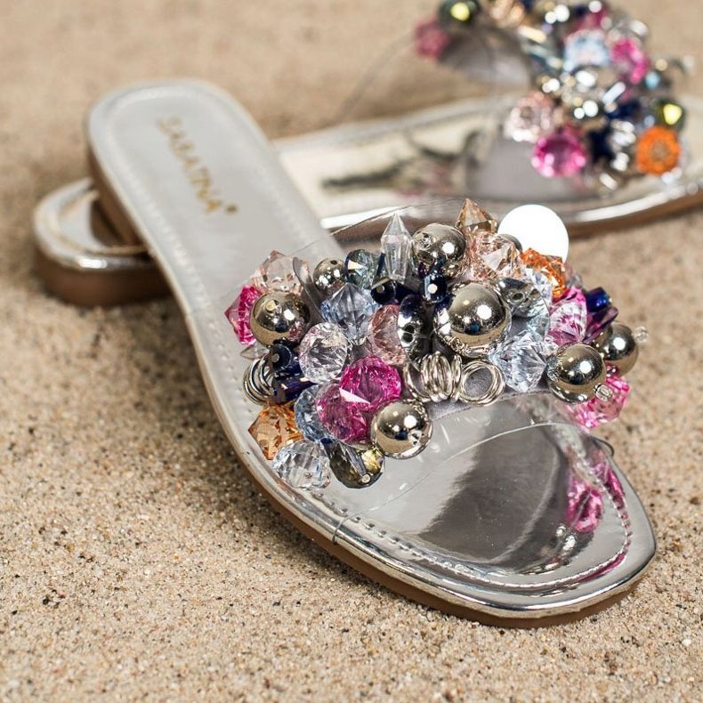 Sabatina Läpinäkyvät tossut koristeilla harmaa 1