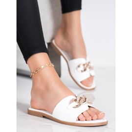 SHELOVET Tossut kultaisella koristeella valkoinen 2