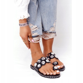 PS1 Ekonahkaiset tossut suihkulla SK78P Musta Ava hopea 4