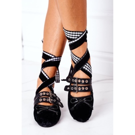 Sidotut Velour Lu Boo -musta ballerinat 1