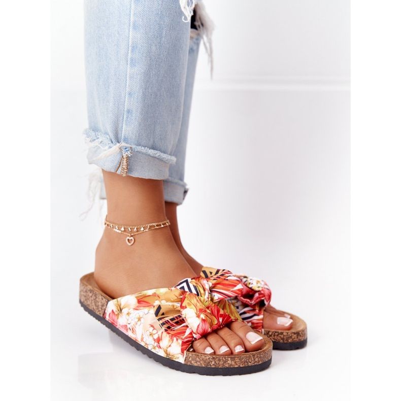 PS1 Varvastossut keltaisella korkkipohjalla Wendy -kukilla monivärinen 1