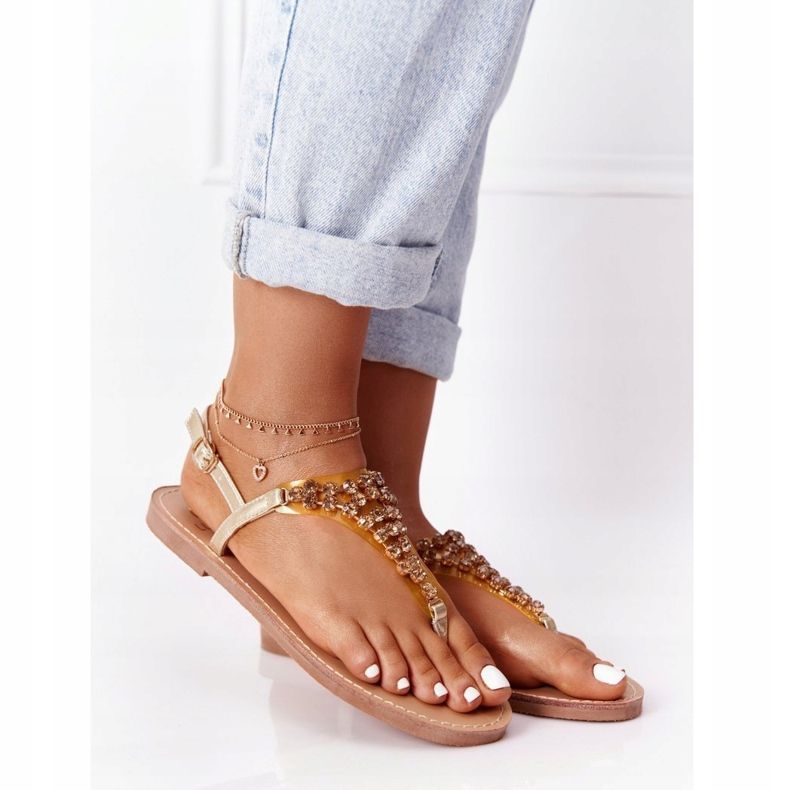 Sandaalit Varvastossut, joissa Stones Lu Boo Golden kultainen 2