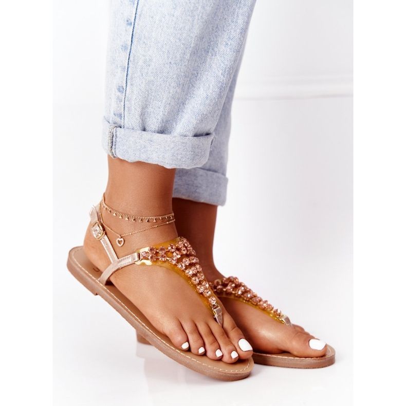 Japanilaiset sandaalit, joissa Lu Boo Stones Rose Gold vaaleanpunainen kultainen 2