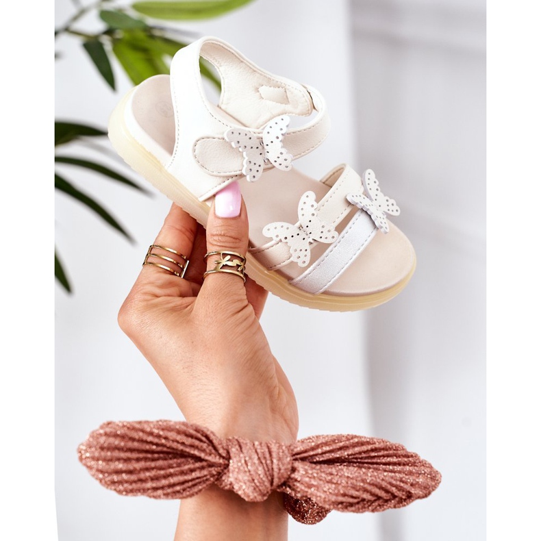 Apawwa Lasten Sandaalit Perhosilla Valkoinen Malvika Velcro 2