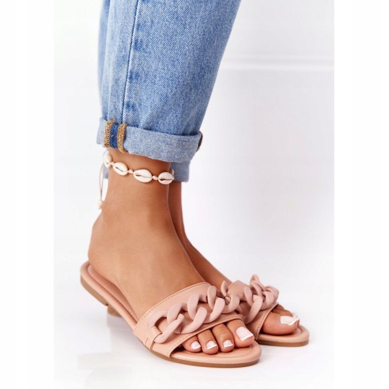 PS1 Nahkatossut ketjulla Kameli askel askeleelta khaki 1