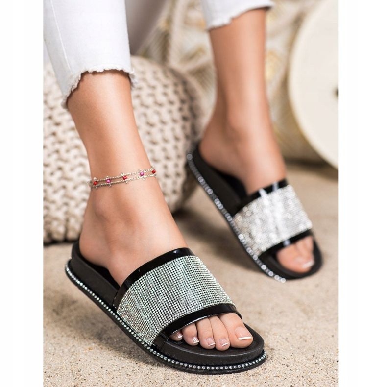 SHELOVET Kiiltävät mustat tossut 1