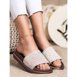 SHELOVET Tossut alustalla, jossa on kuutiometriä beige kultainen 1