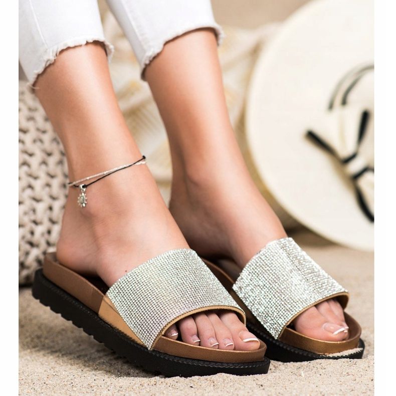 Kayla Mukavat tossut, joissa on kuutiometriä beige kultainen 2