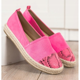 Bestelle Espadrillot, joissa käärmepainatus vaaleanpunainen 1