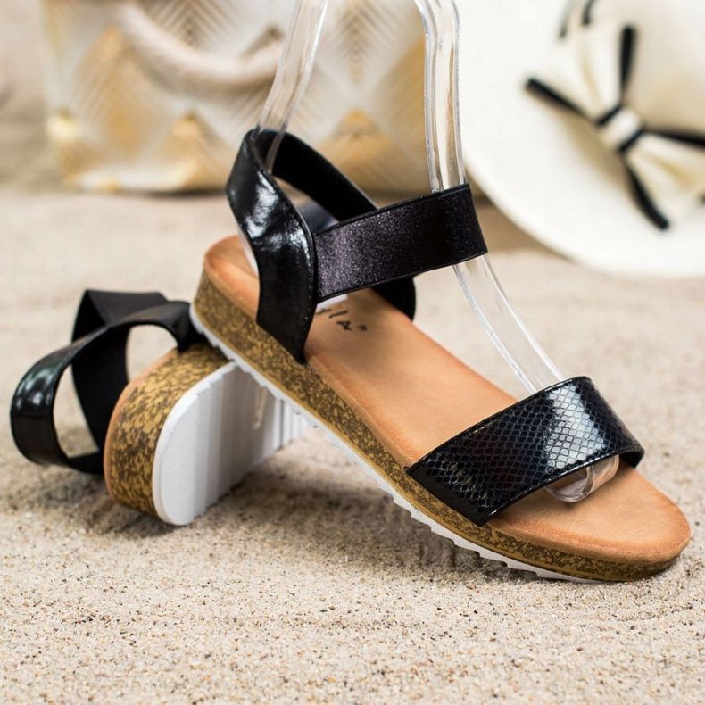 Kayla Kiiltävät Eco -nahkasandaalit musta 1