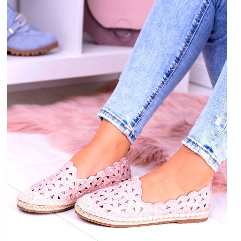 Lu Boo naisten ballerinat vaaleanpunaiset Espadrilles Macarena Flowers vaaleanpunainen 2