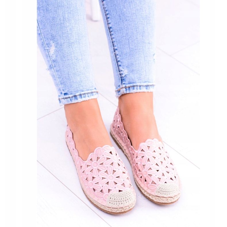 Lu Boo naisten ballerinat vaaleanpunaiset Espadrilles Macarena Flowers vaaleanpunainen 4