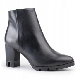 Marco Shoes Rohkeat, luonnollisesta nahasta valmistetut saappaat, joilla on paksu kantapää musta 1