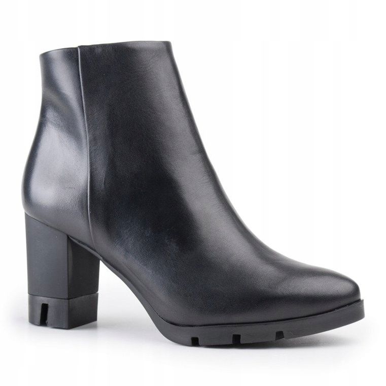 Marco Shoes Rohkeat, luonnollisesta nahasta valmistetut saappaat, joilla on paksu kantapää musta 1