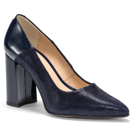 Marco Shoes Tummansiniset pumput kiillotettua säämiskänahkaa, lakattu kantapää tummansininen 2