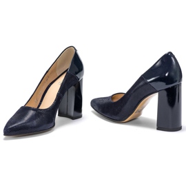 Marco Shoes Tummansiniset pumput kiillotettua säämiskänahkaa, lakattu kantapää tummansininen 1