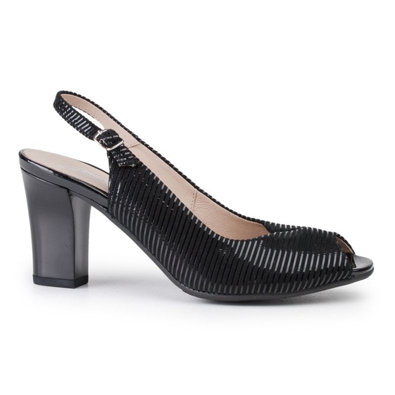 Marco Shoes Sandaalit ilman varpaita ja kantapäätä mustaa nahkaa ja raidat 1