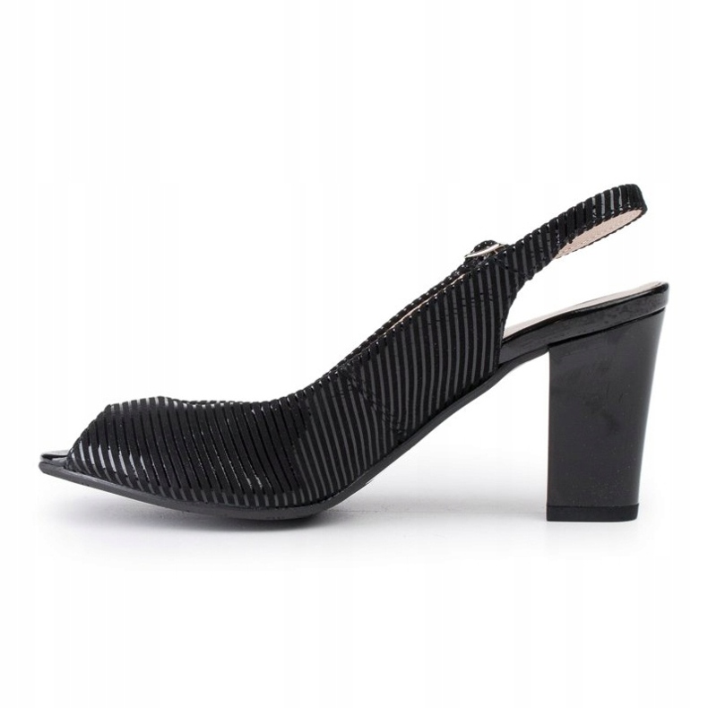 Marco Shoes Sandaalit ilman varpaita ja kantapäätä mustaa nahkaa ja raidat 2