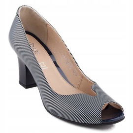 Marco Shoes pumput tummansininen nahka + valkoinen 1