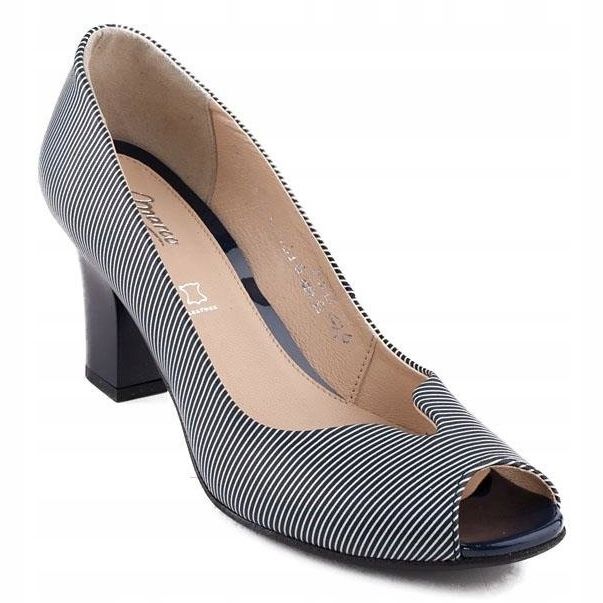 Marco Shoes pumput tummansininen nahka + valkoinen 1