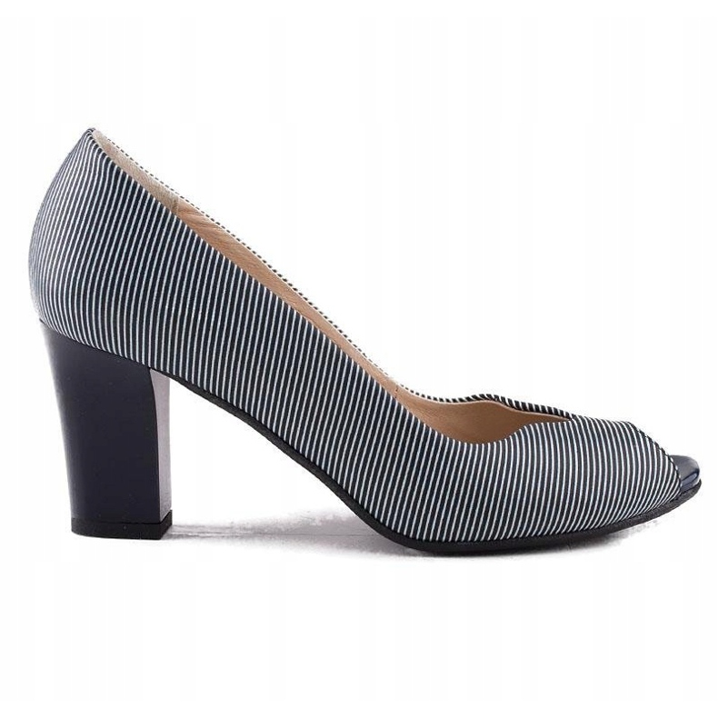 Marco Shoes pumput tummansininen nahka + valkoinen 2