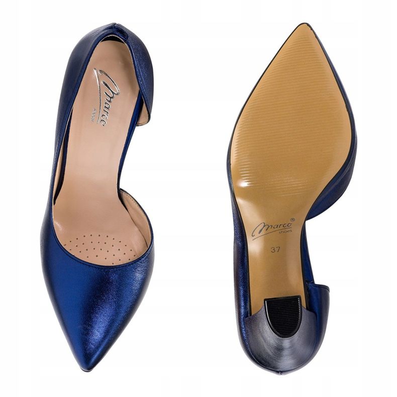 Marco Shoes Tummansiniset kengät, joissa avoin sivu laivastonsininen 1