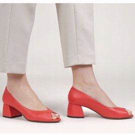 Marco Shoes 1576P punaiset nahkapumput, joissa on vakaa kantapää punainen 1