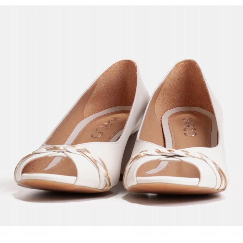 Marco Shoes 1577P valkoiset nahkapumput, joissa on vakaa kantapää valkoinen 1