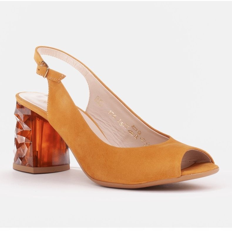 Marco Shoes Keltaiset nahkasandaalit, joissa 3D 1517P -kantapää keltainen 1