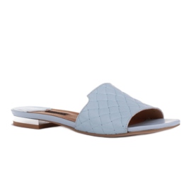 Marco Shoes Tyylikkäät naisten tossut kohokuvioidusta nahasta sininen 1