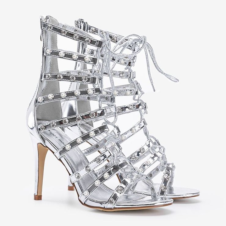 Hopeiset sandaalit Twist -stiletossa hopea 1