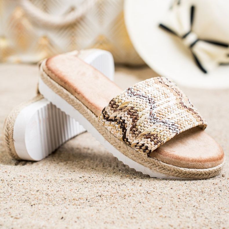 SHELOVET Espadrilles -tossut alustalla beige ruskea 1