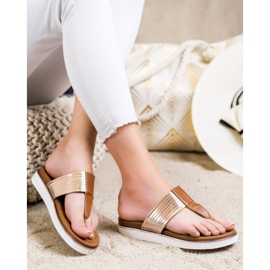 Cm Paris Mukavat Eco-nahkaiset varvastossut ruskea kultainen 1